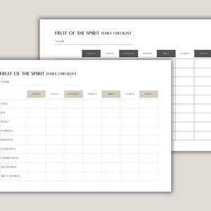 Spirit Checklist.pdf Fruit of the Spirit Daily Checklist Printable and Fillable PDF, Instant ...