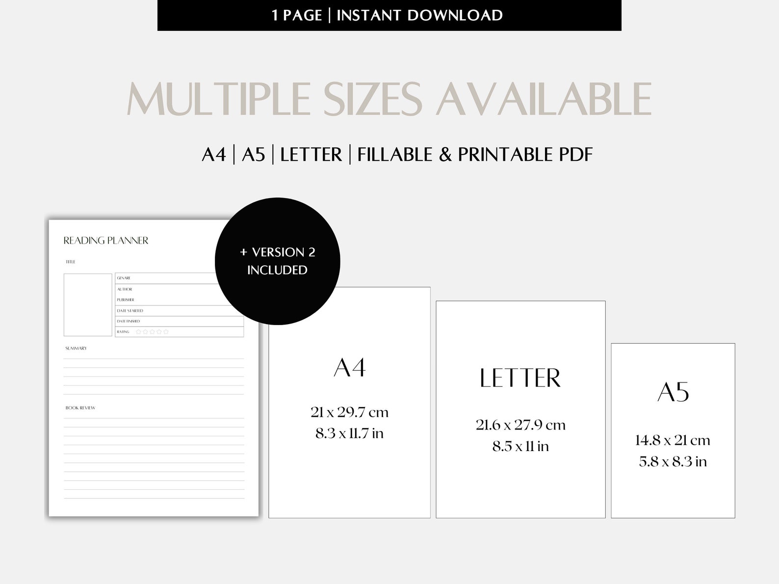 Reading Planner Template, Printable and Fillable Pdfs for IPAD, Instant Download A4, A5, US ...