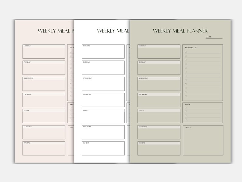 Weekly Meal Planner, Fillable and Printable PDF - Etsy