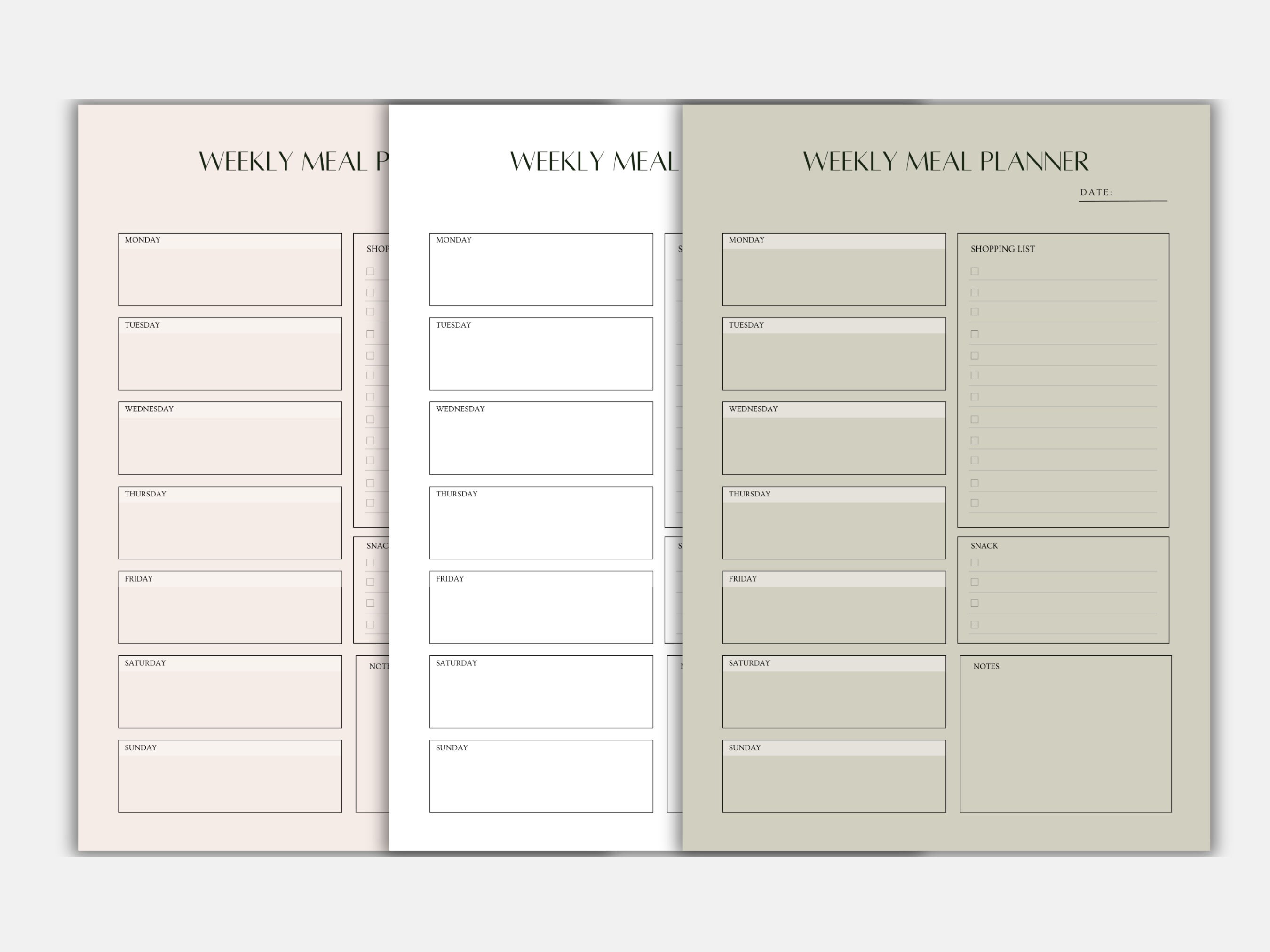 Weekly Meal Planner, Fillable and Printable PDF - Etsy