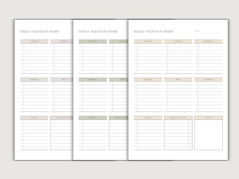 Weekly Heading Minimal Weekly Agenda Planner, Printable and Fillable To-do List ...