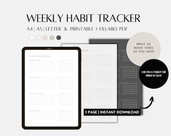 Planificador digital Weekly Habit Tracker, Planificador de rutina semanal, PDF imprimibles y rellenables para IPAD