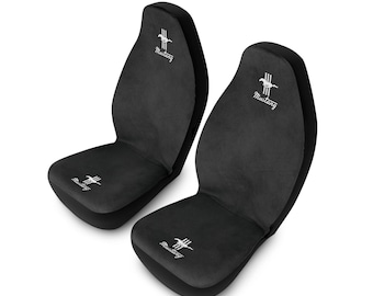 Mustang Custom Black & White Car Seat Covers | Polyester Front Seat Protectors