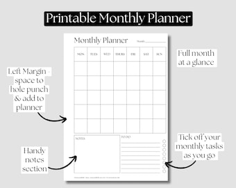 Printable Monthly Planner - Monthly To Do List