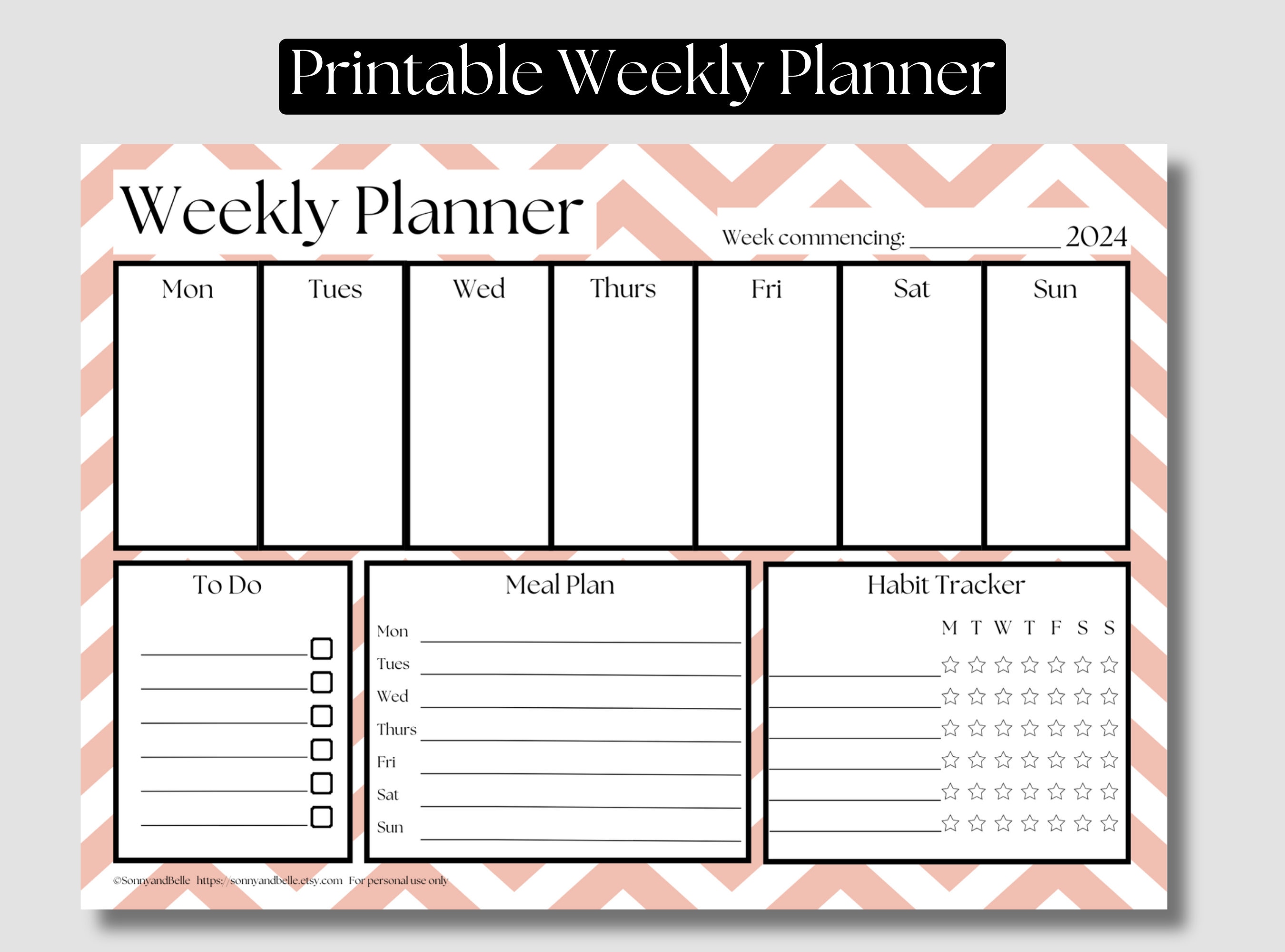 Printable Weekly Planner Etsy