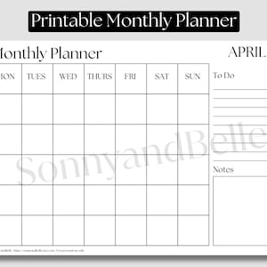 Printable Monthly Planner with To Do List
