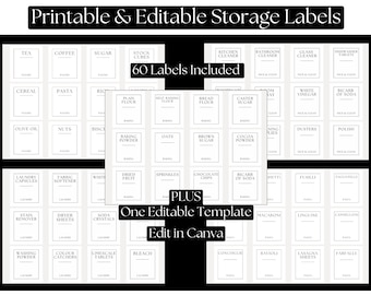 Editable Storage Jar Labels - Printable Pantry Labels