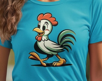 Retro kippenshirt, vintage kipafbeelding, schattig kippenshirt, schattig kippenshirt, kleurrijk kippenshirt, kipposer, kippenpoot