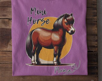 Koszulka Mini Horse Mama, Życie jest lepsze z miniaturowymi końmi, wyjątkowa koszulka z miniaturowym koniem, oryginalna koszulka na prezent dla mamy konia, miniaturowa sztuka konia
