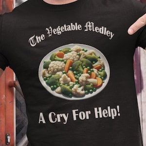 The Vegetable Medley Shirt, Sad Vegetable Shirt, Funny Shirt, Eat Your Veggies, Greens Shirt, Peas, Carrots, Broccoli and Cauliflower Shirt
