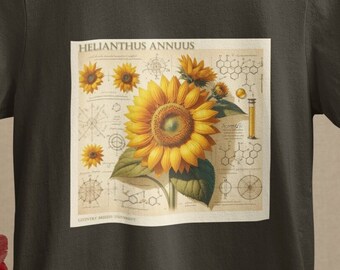 Camisa de girasol, camisa botánica, botánica, camisa con estampado de girasol, camiseta botánica, camisa de jardinería, camisa de jardinería para hombres