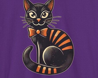 Black Halloween Cat T-Shirt, Halloween Spooky Cat Shirt, Beware of the Black Cat, Spooky Halloween Cat Shirt