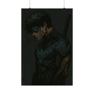 Nightwing Poster - Matte Vertical Posters Print, Wall Art Decor, Superhero Comic Fan Gift, DC Comics Illustration, Teen Titans Print