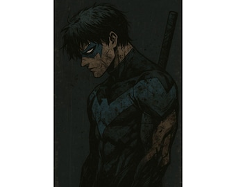 Nightwing Poster - Matte Vertical Posters Print, Wall Art Decor, Superhero Comic Fan Gift, DC Comics Illustration, Teen Titans Print