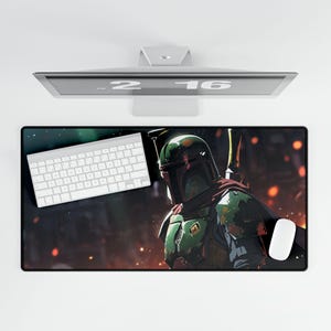 Boba Fett Mouse Pad Star Wars Inspired Desk Mat - Mouse Pad, Gaming Desk Pad, Office Decor, Star Wars Gift, Geeky Home Office Accessories