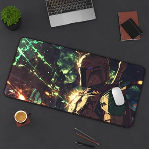 Boba Fett Mouse Pad Star Wars Inspired - Gaming Mousepad, Star Wars Decor, Office Desk Pad, Geek Home Accessories, Unique Gifts for Fans