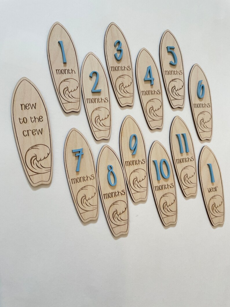 Surf Board Baby Milestone Cards, Beach Monthly Milestone Cards, Baby ...