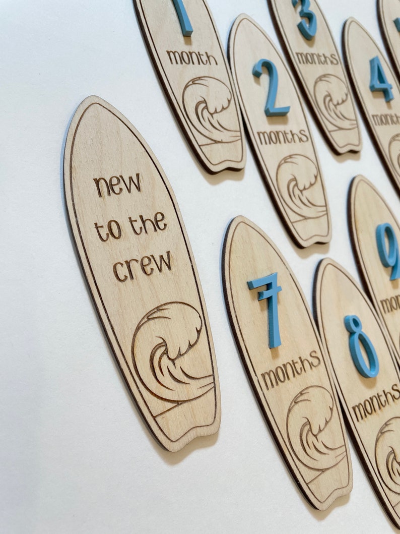 Surf Board Baby Milestone Cards, Beach Monthly Milestone Cards, Baby ...