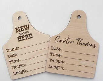 Cow Tag Birth Announcement Sign, Birth Stats, Rodeo Birth Stats, Hospital Name Sign, Cow Tag Birth Stats, Western, Cowgirl Name, Cowboy Name