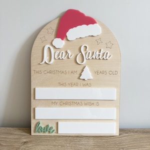 Lieber Santa Zeichen, Brief an Santa Zeichen, trocken abwischbares Santa Board, Kinder Weihnachten, Weihnachtswunschliste, Weihnachtsschild, Santa Wunschliste