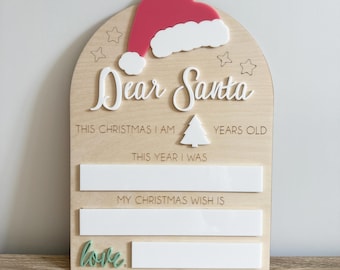 Dear Santa Sign, Letter To Santa Sign, Dry Erase Santa Board, Kids Christmas, Christmas Wish List, Christmas Sign, Santa Wish List