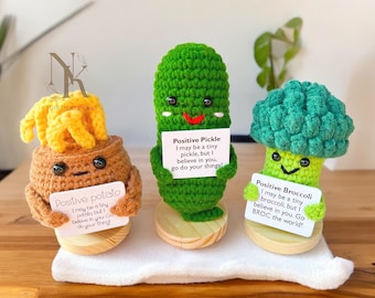 Adorable Crochet Vegetables • Cute Desk Decor • Emotional Support • Positive Affirmation • Funny Knitted Gifts • Perfect Mother's Day Gift