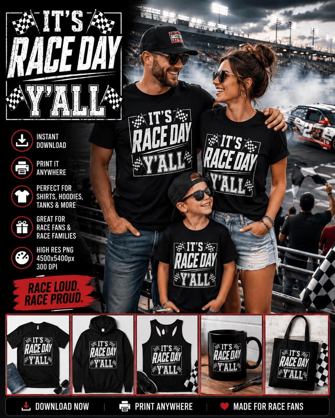 Its Rac Day It’s Race Day Y’all PNG, Racing Shirt Design, NASCAR SVG, Funny Race ...