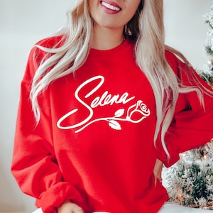 Selena red sweatshirt top