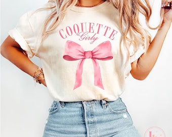 Coquette Girly Shirt, Pink Bow shirt, Soft girl era Cute Coquette Top, Soft Girl Tee, Coquette Aesthetic, Pink Bow Shirt,Pin bow shirt,