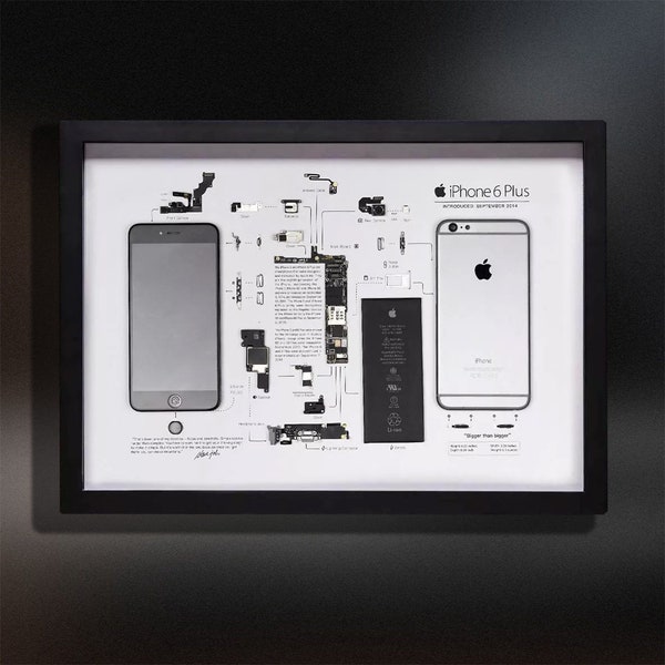 iPhone 6 PLUS Teardown Art - Digital Template - Apple - iPhone - Framed iPhone Wall Art - iPhone Frame Art - Digital Download Disassembly