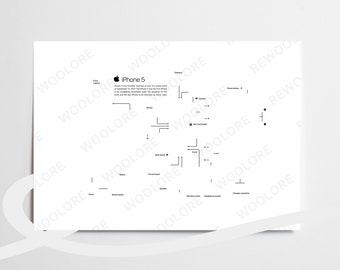 iPhone 5 Teardown Art - Digital Template - Apple - iPhone - Framed iPhone Wall Art - iPhone Frame Art - Digital Download Disassembly