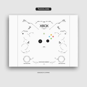 Download XBOX  Controller Framed, Controller Teardown Template, Disassembled xbox Controller, xbox Gamepad Frame