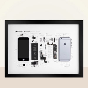Framed iPhone 6 Rose Gold, Apple iPhone ART, Disassembled