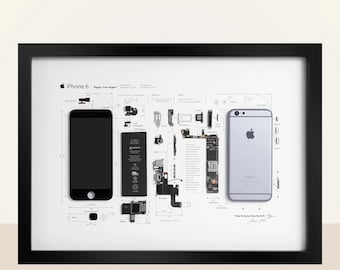 iPhone 6 Teardown Art - Modello digitale - Apple - iPhone - Arte da parete per iPhone incorniciata - Arte cornice per iPhone - Disassemblaggio download digitale