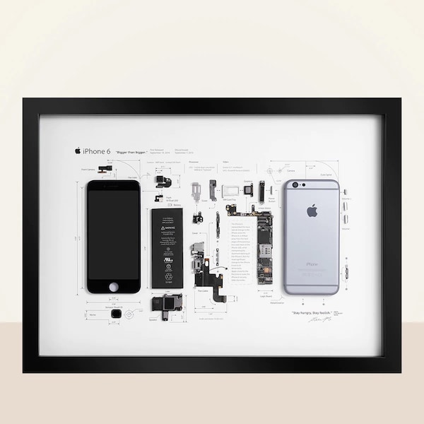 iPhone 6 Teardown Art - Digital Template - Apple - iPhone - Framed iPhone Wall Art - iPhone Frame Art - Digital Download Disassembly
