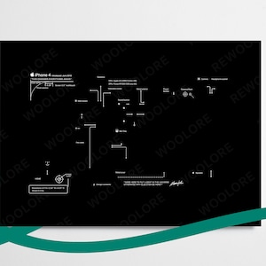 iPhone 4 Black Teardown Art - Digital Template - Apple - iPhone - Framed iPhone Wall Art - iPhone Frame Art - Digital Download Disassembly