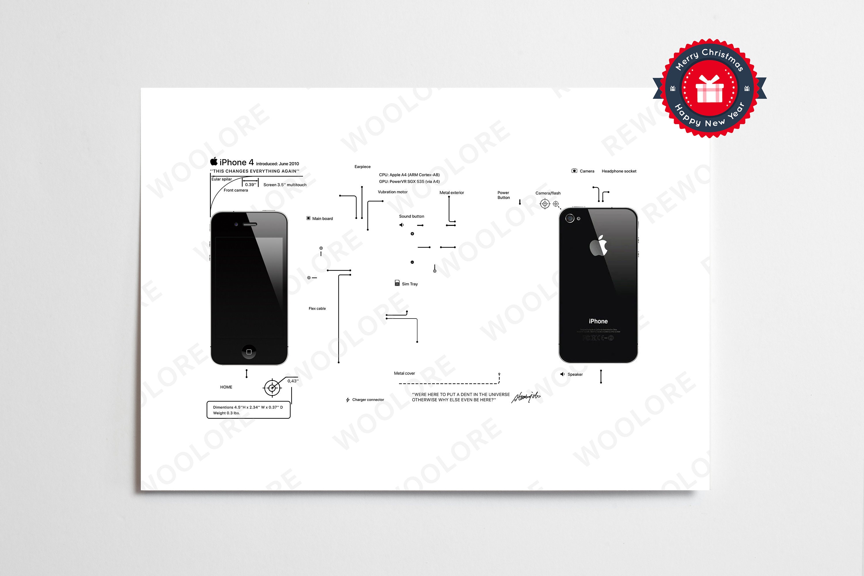 IPhone 4 Teardown Art - Digital Template - Apple - iPhone - Framed