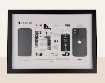 iPhone 12 Teardown Art - Digital Template - Apple - iPhone - Framed iPhone Wall Art - iPhone Frame Art - Digital Download Disassembly