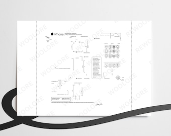 iPhone 1 Teardown Art - Digital Template - Apple - iPhone - Framed iPhone Wall Art - iPhone Frame Art - Digital Download Disassembly