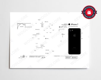iPhone 7 Teardown Art - Digital Template - Apple - iPhone - Framed iPhone Wall Art - iPhone Frame Art - Digital Download Disassembly