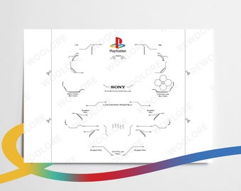 Download Play Station 1997, Orginal Version 1997, PlayStation, Disassemble Game Controller Drawings Wall Decor Gifts for Friends