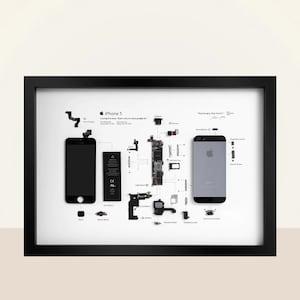 iPhone 5 Teardown Art - Digital Template - Apple - iPhone - Framed iPhone Wall Art - iPhone Frame Art - Digital Download Disassembly