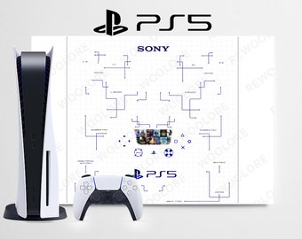 Download PlayStation 5 Controller Framed, DUALSENSE Controller Teardown Template, Disassembled Dualsense Controller, PS5 Gamepad Frame