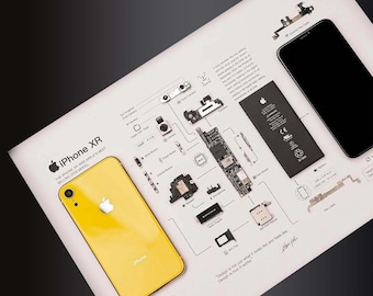 iPhone XR Teardown Art - Digital Template - Apple - iPhone - Framed iPhone Wall Art - iPhone Frame Art - Digital Download Disassembly