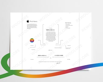 Download Apple iPod Nano Teardown Template, Disassemble Phone Drawings Wall Art Wall Decor Gifts for Friends Best gift