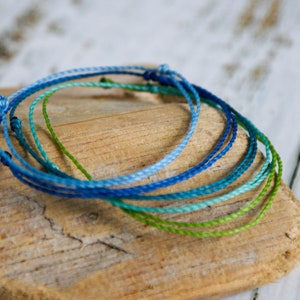 Waterproof string anklets set adjustable boho minimalistic stacking bangles friendship wish rope in blue green ankle bracelet