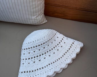 Crochet Bucket Hat Pattern, Easy Lace Summer Hat, Boho Beach Style (PDF Download)
