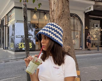 Crochet Bucket Hat Pattern PDF: Striped Summer Hat Tutorial (Digital Download