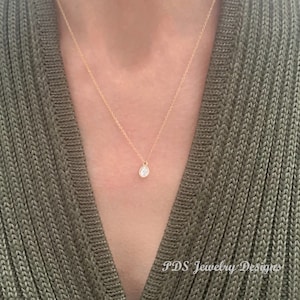 14k Gold Diamond Necklace, Gold Pendant Necklace, Perfect Gift for Her