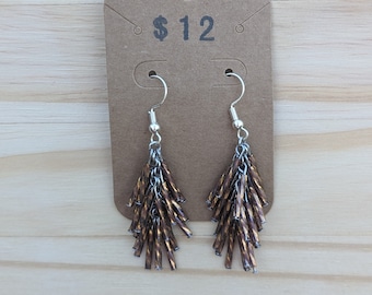 Copper Fluttering Fringe drop earrings, 100% nickel free